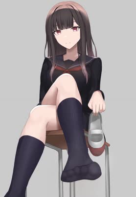 さじな制服黒髪ちゃんの足